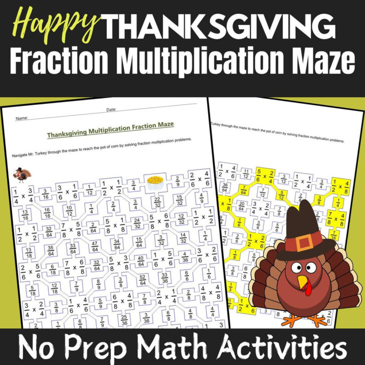 Thanksgiving Fraction Math Worksheets