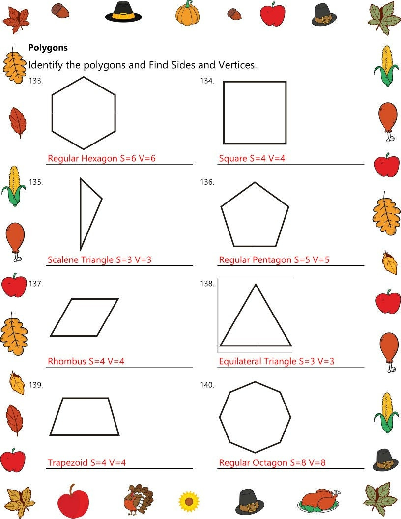 Thanksgiving Geometry Worksheet: Angles, Area, Volume (No Prep) - Etsy regarding Thanksgiving Geometry Worksheet