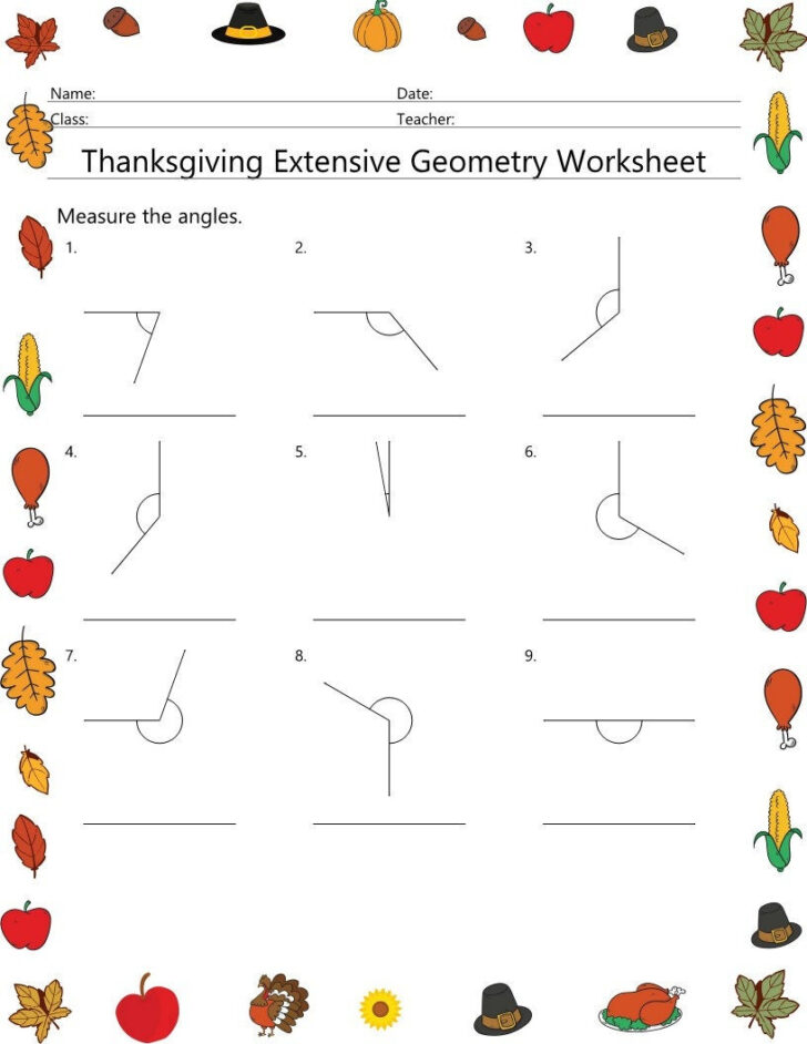 Geometry Thanksgiving Worksheet