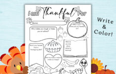 Thanksgiving I Am Thankful For Worksheet Printable For Kids regarding Thanksgiving Thankful Worksheet