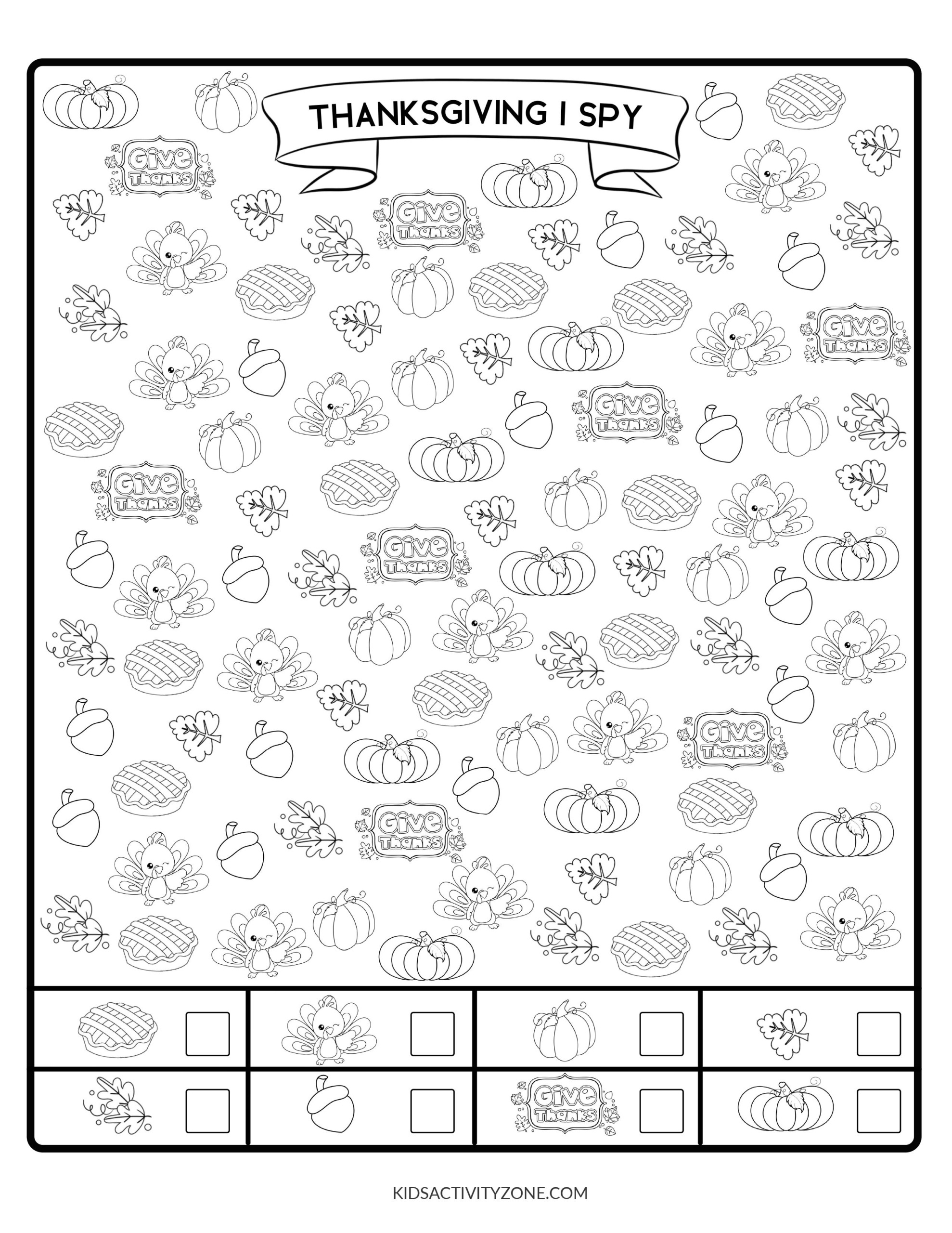 Thanksgiving I Spy - Free Printable! - Kids Activity Zone within Thanksgiving I Spy Worksheet