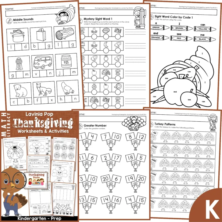 Thanksgiving Kindergarten Worksheets
