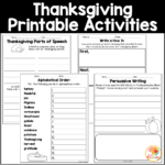 Thanksgiving Literacy Activities: Language Arts Worksheets For Thanksgiving Language Arts Worksheets
