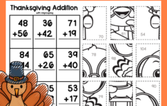 Thanksgiving Math 2 Digit Addition With Regrouping Mystery Pictures within Thanksgiving Mystery Math Picture Worksheet