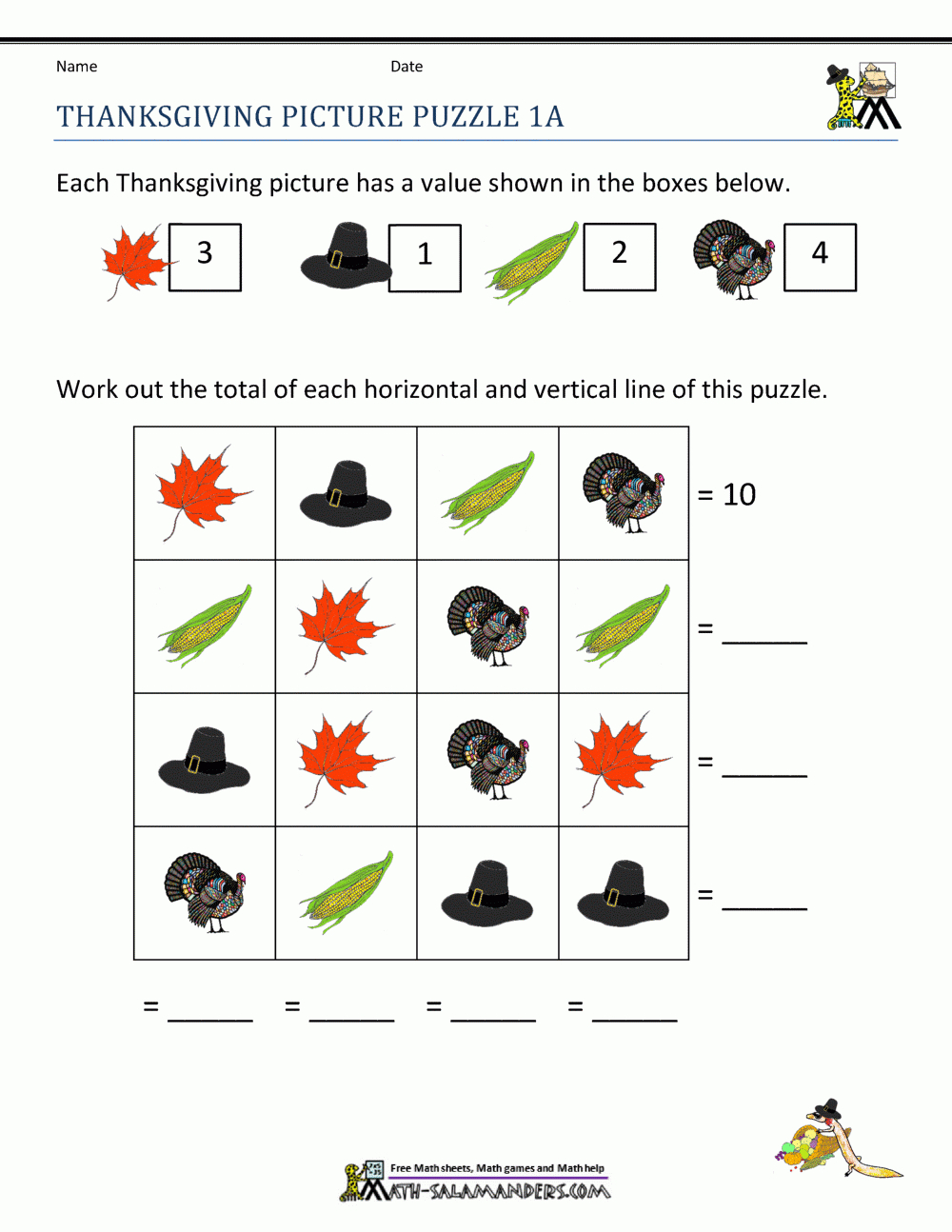 Thanksgiving Math Activities First Grade inside Thanksgiving Worksheets For 1st Grade Free