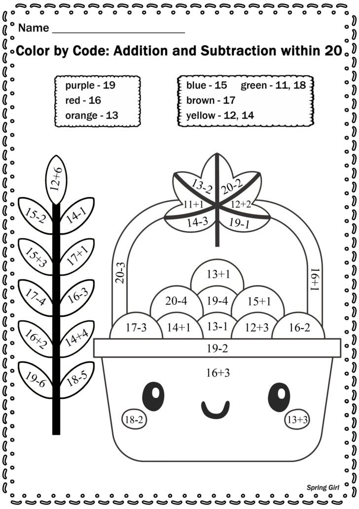 Math Coloring Worksheets Thanksgiving