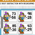 Thanksgiving Math Task Cards 2 Digit Subtraction With Regrouping Throughout Thanksgiving Subtraction With Regrouping Worksheets