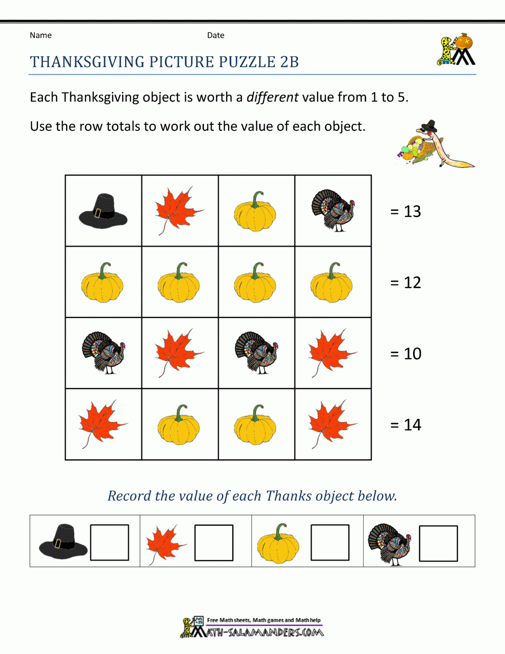 Thanksgiving Math Worksheets 2Nd Grade in Thanksgiving Math Worksheets Free