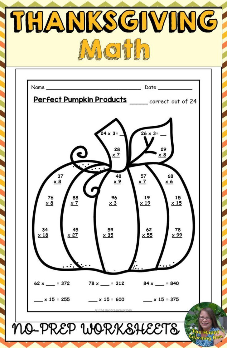 Free Thanksgiving Math Worksheets 4th Grade
