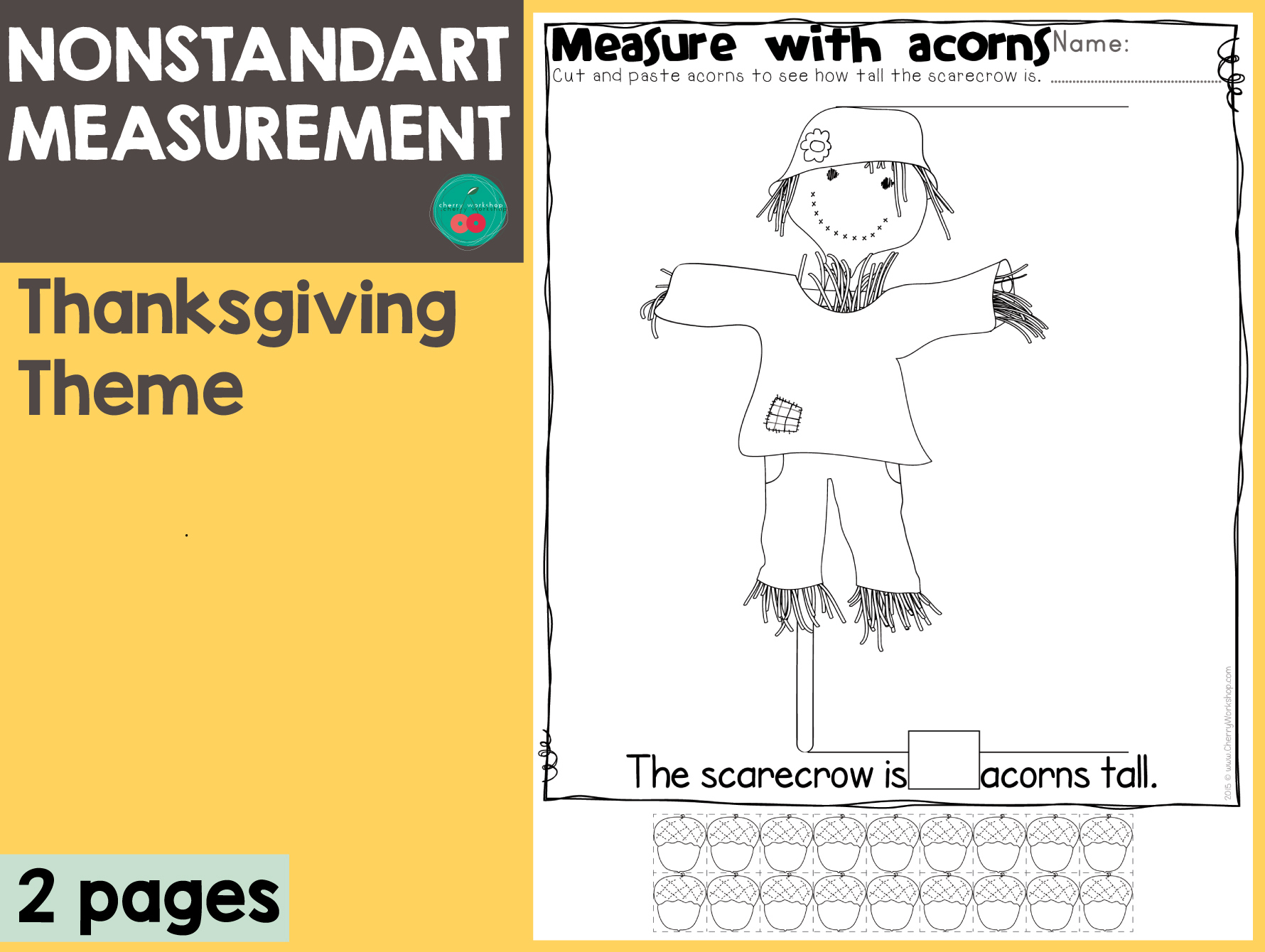 Thanksgiving - Measure With Acorns with regard to Thanksgiving Measurement Worksheet