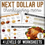 Thanksgiving Menu Next Dollar Up Worksheets In Thanksgiving Menu Math Worksheets