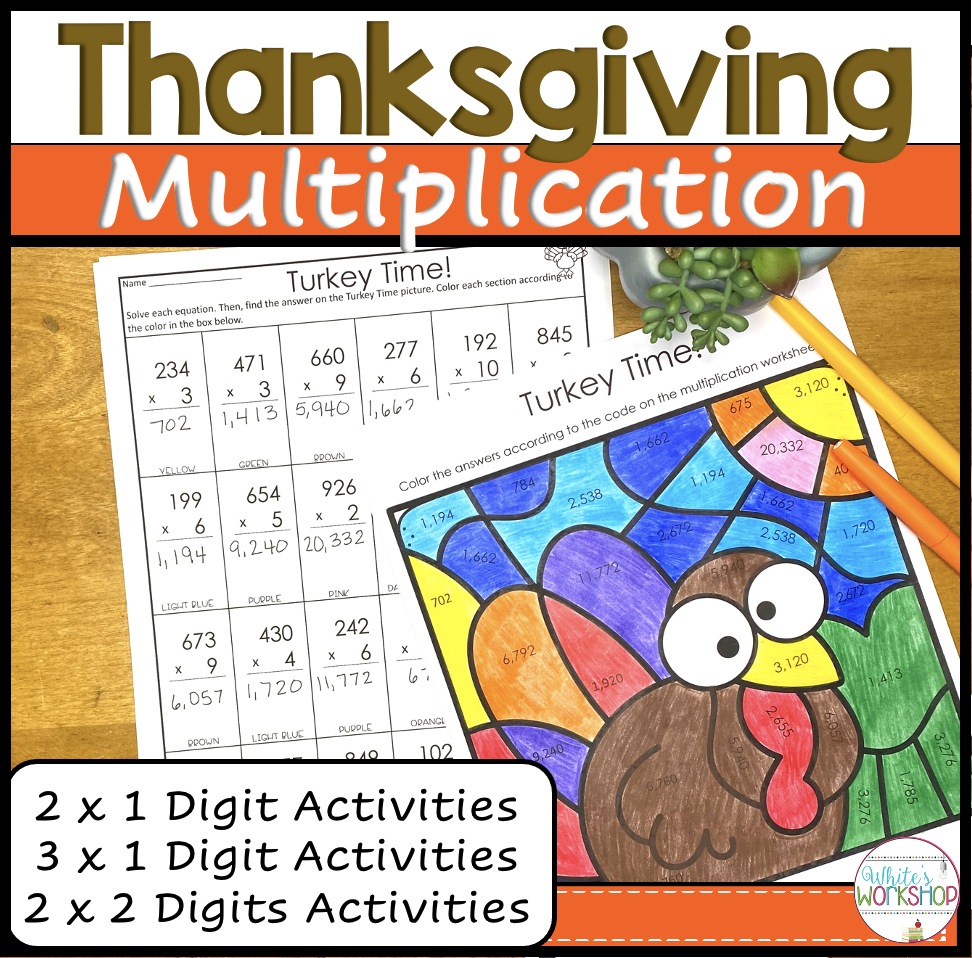 Thanksgiving Multiplication And Colorcode Activities | Made throughout Thanksgiving Math Multiplication Worksheet