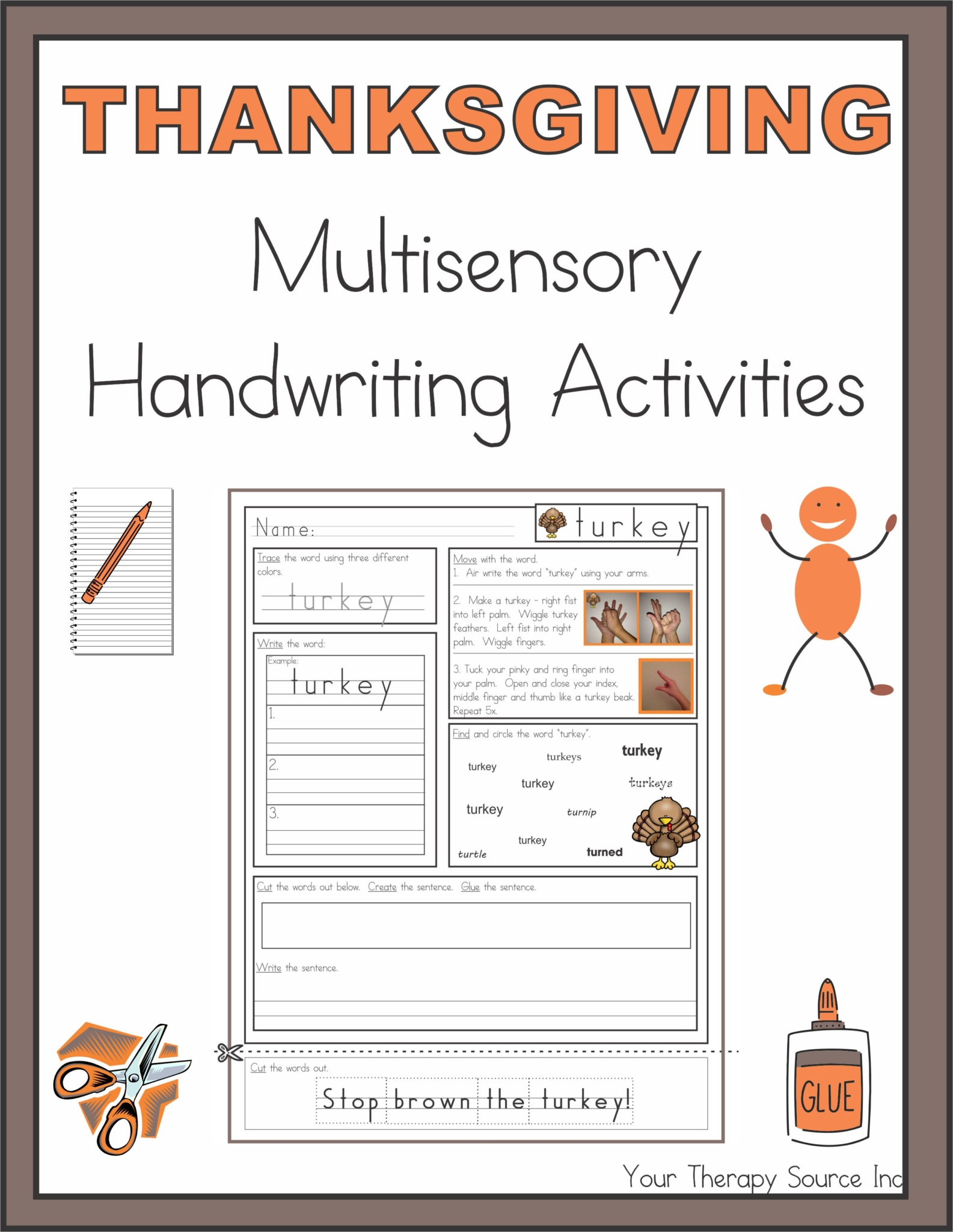 Thanksgiving Multisensory Handwriting Activities - Your Therapy Source with regard to Thanksgiving Handwriting Worksheets