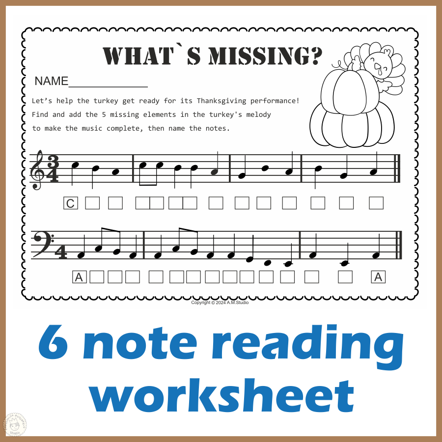 Thanksgiving Music Activities - Treble &amp;amp; Bass Note Names regarding Thanksgiving Piano Worksheets