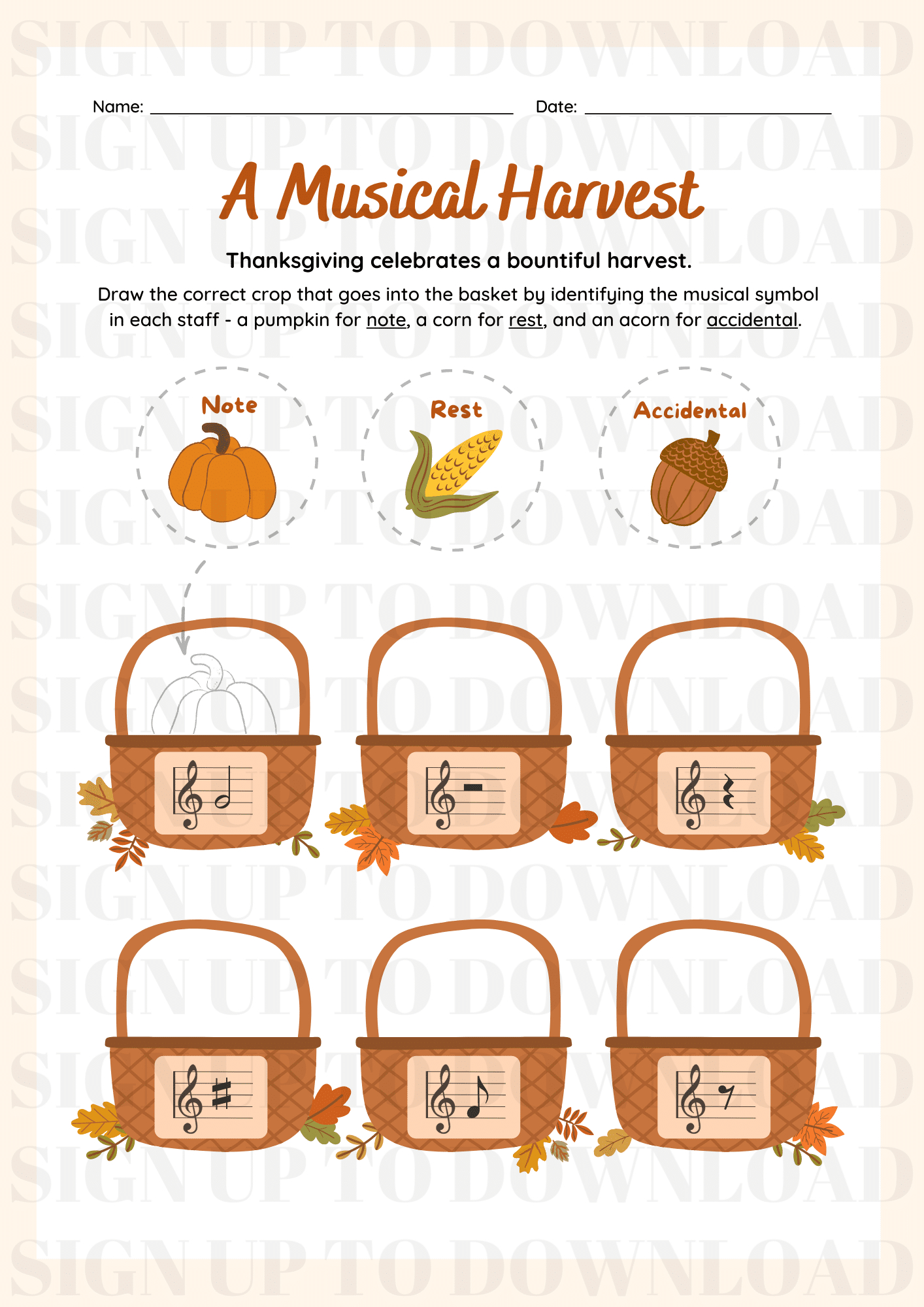 Thanksgiving Music Worksheet - Happy Musical Harvest (Ks1/2) with Free Thanksgiving Music Worksheets