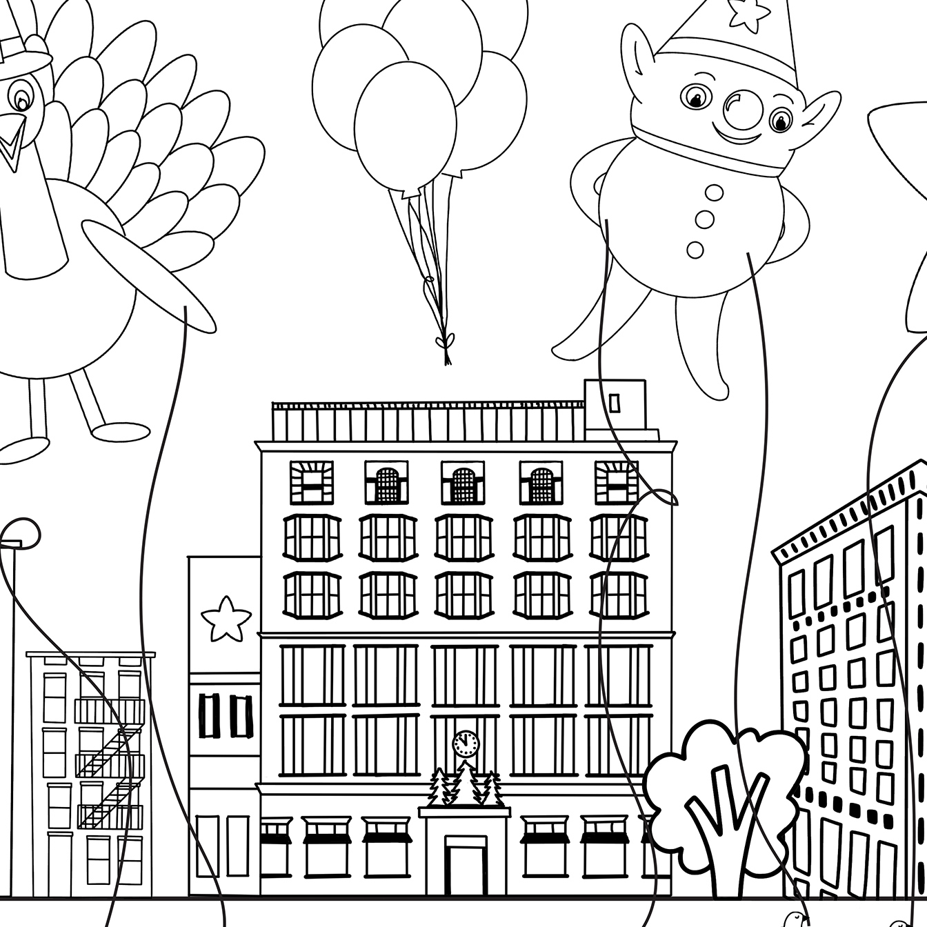 Thanksgiving Parade Placemat Coloring Page - Pineapple Paper Co. with regard to Macys Thanksgiving Day Parade Worksheet
