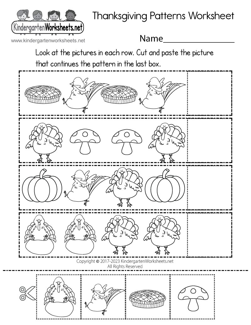 Thanksgiving Patterns Worksheet - Free Printable, Digital, &amp;amp; Pdf throughout Thanksgiving Math Kindergarten Worksheets