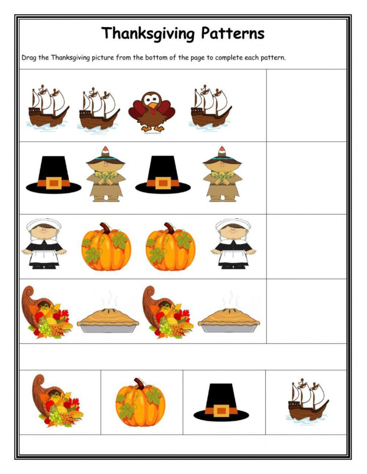 Thanksgiving Pattern Worksheets For Preschoolers