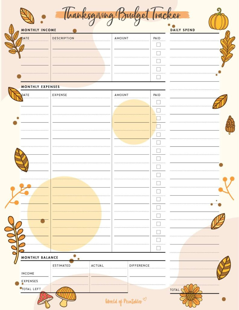 Thanksgiving Planner - Free 60 Page Planner That&amp;#039;S Perfect For in Thanksgiving Budget Worksheet