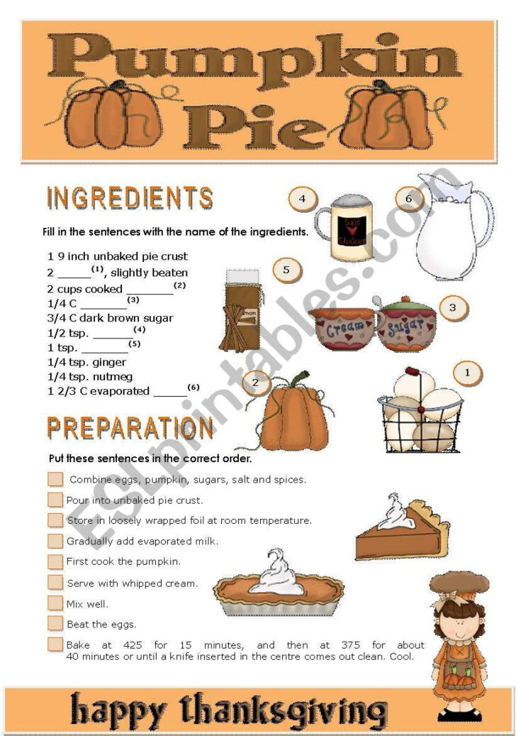 Thanksgiving Pumpkin Worksheet