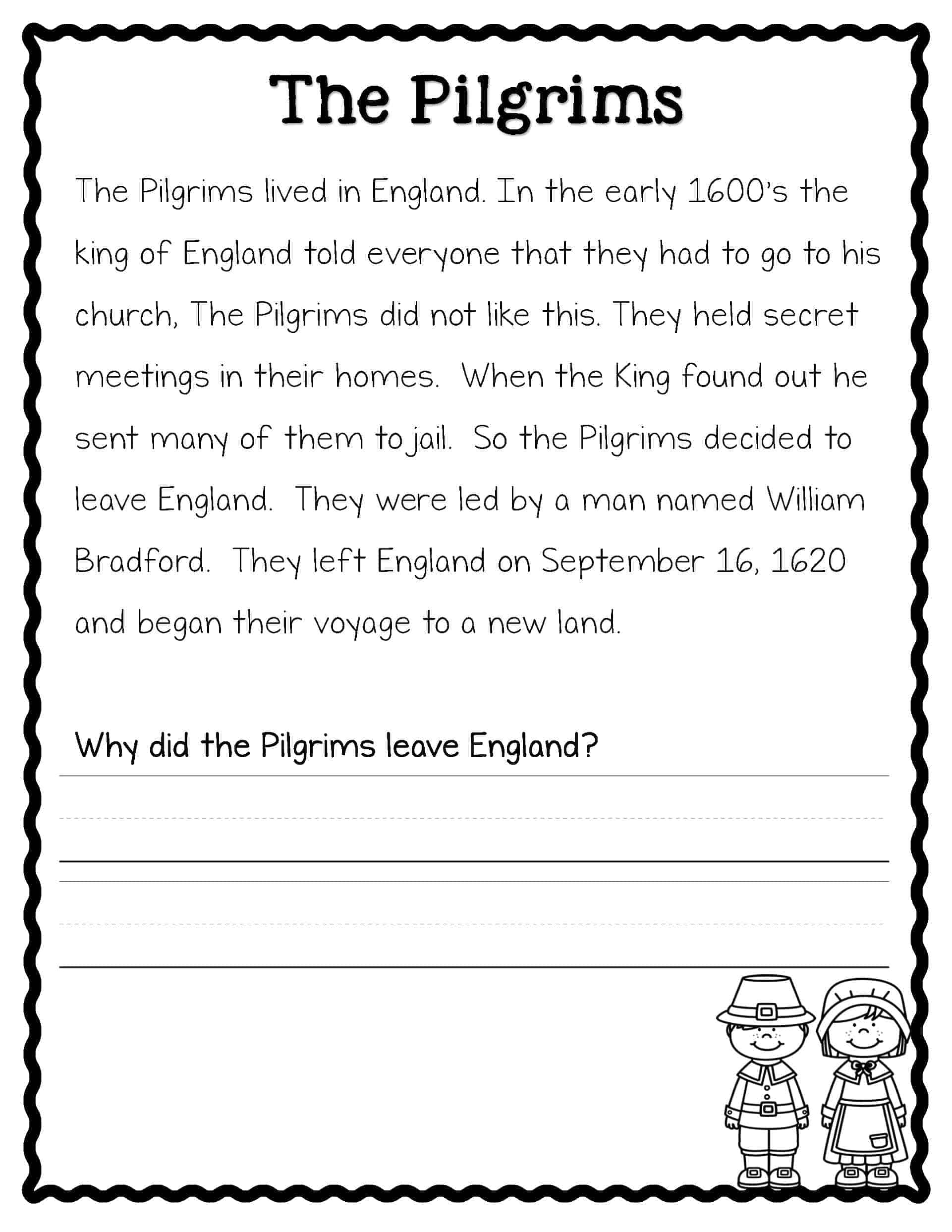 Thanksgiving Reading Comprehension Passages And Activities with regard to First Thanksgiving Reading Comprehension Worksheet