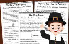 Thanksgiving Reading Comprehension Printables For Kids for First Thanksgiving Reading Comprehension Worksheet