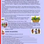 Thanksgiving Reading Comprehension Worksheet For Thanksgiving Worksheets Reading Comprehension