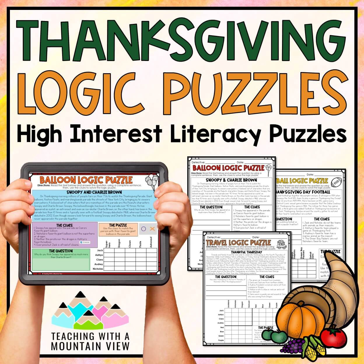 Thanksgiving Reading Logic Puzzles | Activities For Enrichment within A Charlie Brown Thanksgiving Math Worksheet Answers