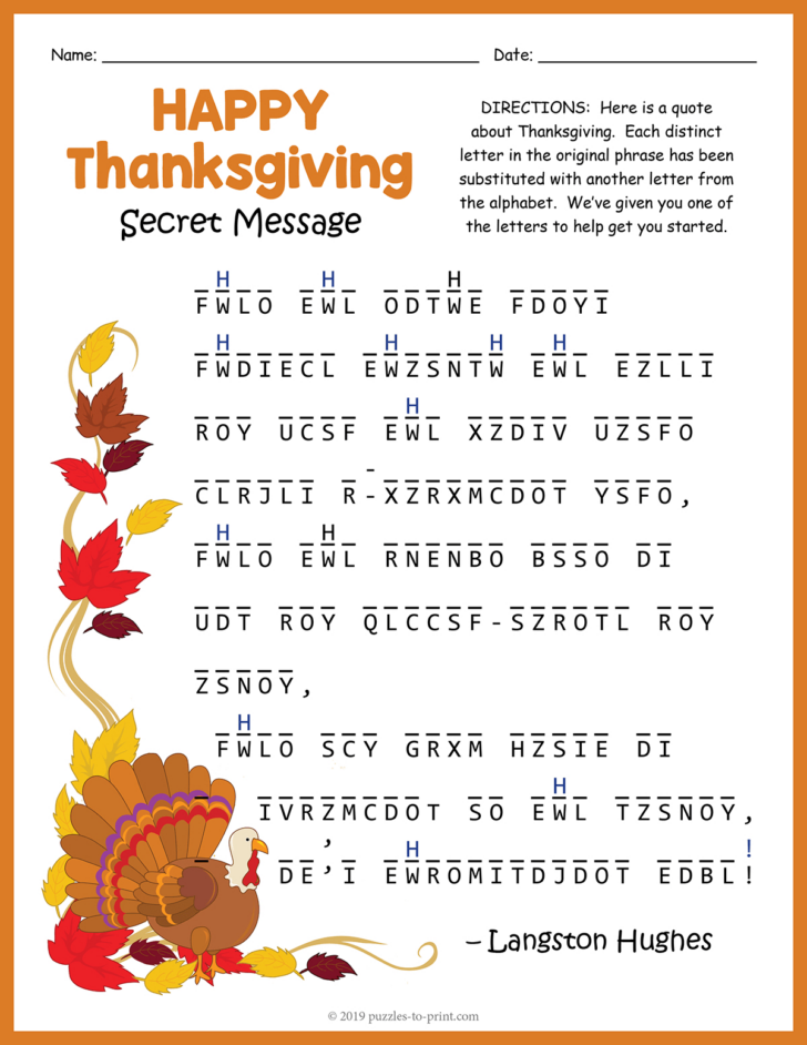 Thanksgiving Secret Code Worksheets Thanksgiving Secret Code Worksheets