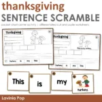 Thanksgiving Sentence Scramble With Cut And Paste Worksheets   In For Cut And Paste Thanksgiving Worksheets