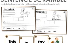 Thanksgiving Sentence Scramble With Cut And Paste Worksheets - In for Cut and Paste Thanksgiving Worksheets