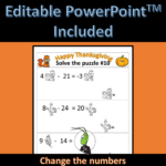 Thanksgiving Solving Equations Logic Puzzle | Algebra 1   Classful Throughout Thanksgiving Math Worksheets Algebra