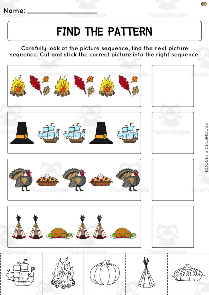 Thanksgiving Pattern Worksheets