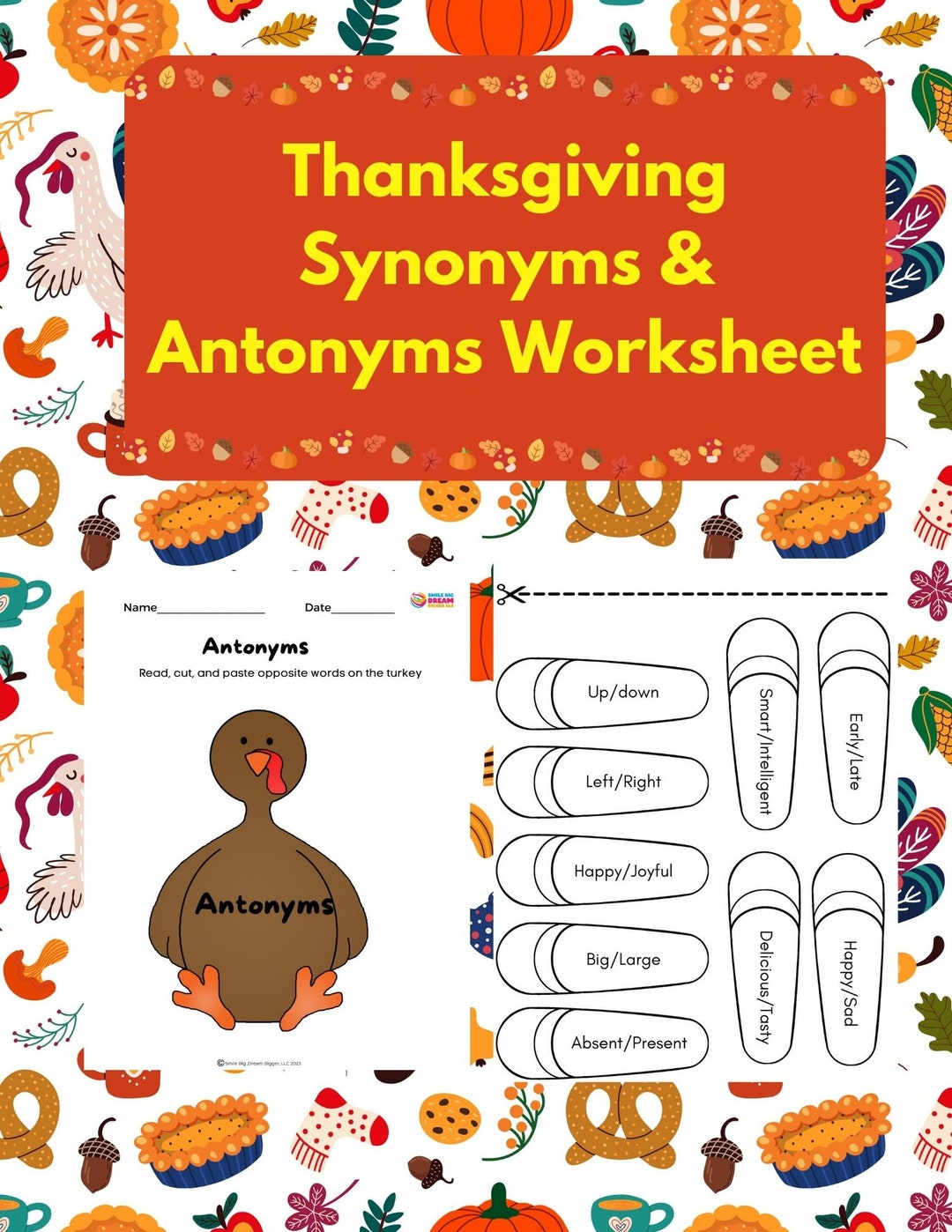 Thanksgiving Synonyms &amp;amp; Antonyms Worksheet Turkey Activities For throughout Thanksgiving Synonyms And Antonyms Worksheet
