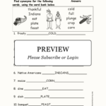 Thanksgiving Synonyms   Enchanted Learning For Thanksgiving Synonyms Worksheet