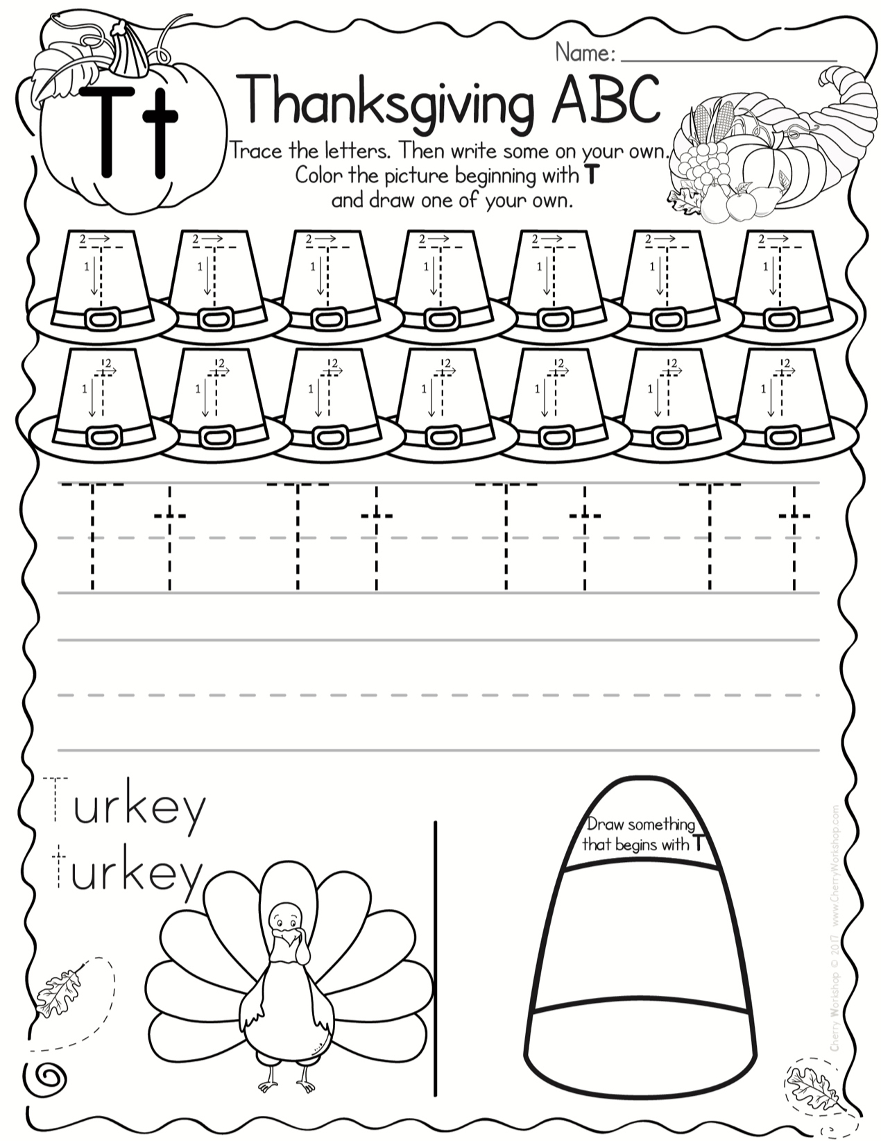 Thanksgiving Themed Abc Practice Pages with Thanksgiving ABC Worksheets