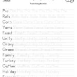 Thanksgiving Themed Word Tracing Worksheets • Beeloo Printable For Thanksgiving Tracing Worksheets