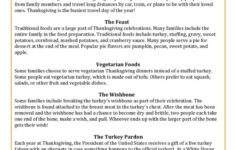 Thanksgiving Traditions Reading For…: English Esl Worksheets Pdf &amp; Doc inside Thanksgiving Traditions Worksheet