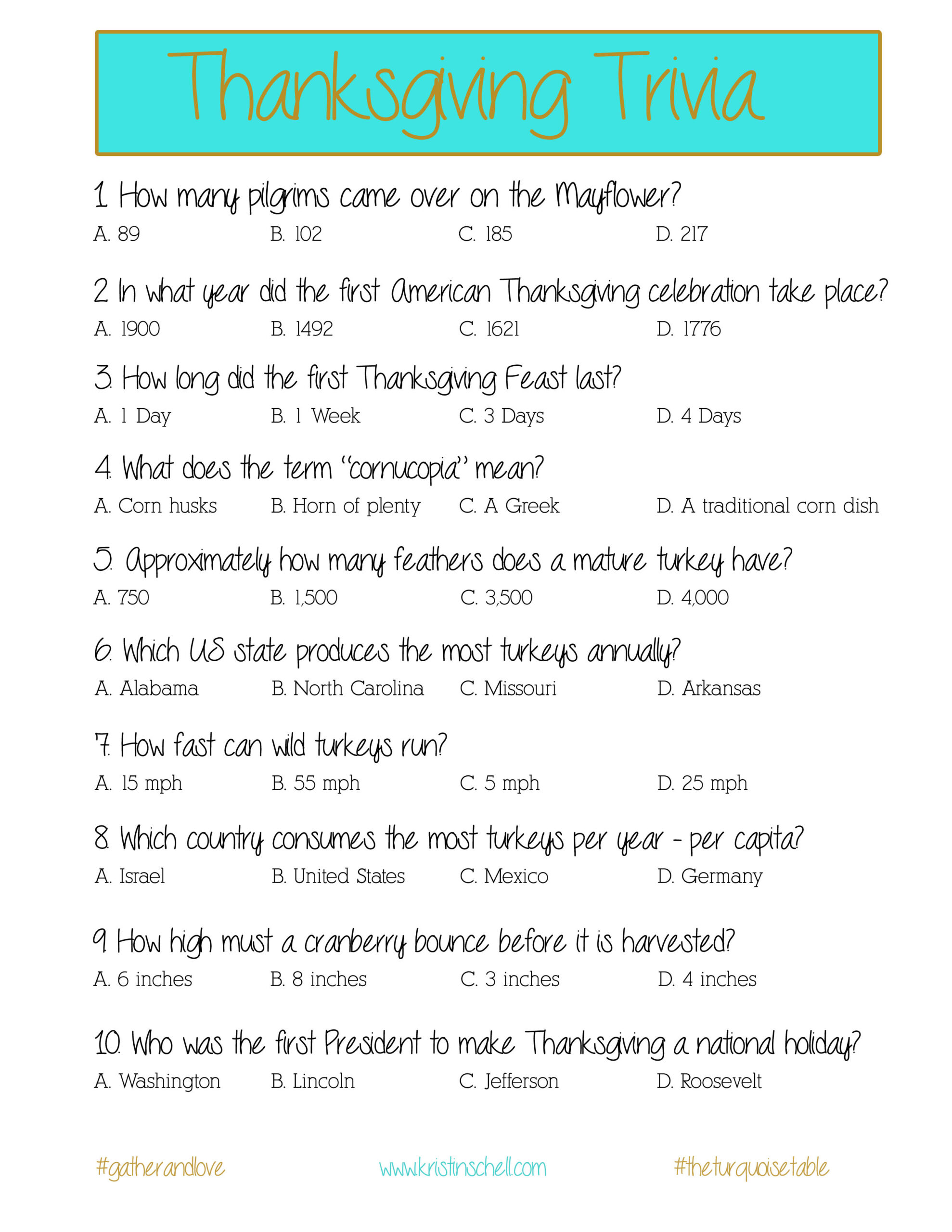 Thanksgiving Trivia {A Printable For Your Gathering} - The with Thanksgiving Trivia Worksheet