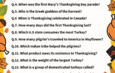 Thanksgiving Trivia Questions &amp; Answers intended for Thanksgiving Trivia Worksheet