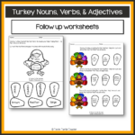 Thanksgiving Turkey Nouns, Verbs, &Amp; Adjectives  Parts Of Inside Thanksgiving Verbs Worksheet