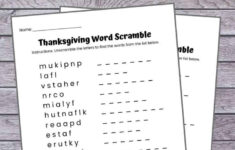 Thanksgiving Word Scramble Free Printable With Answer Key pertaining to Thanksgiving Unscramble Worksheets