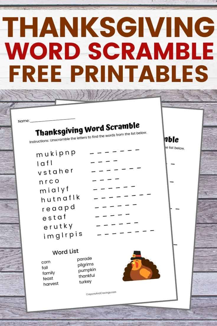 Thanksgiving Word Scramble Free Printable With Answer Key with regard to Thanksgiving Word Scramble Worksheet Answers
