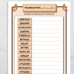 Thanksgiving Word Scramble Game: Printable Party Activity (Digital Throughout Unscramble Thanksgiving Words Worksheet