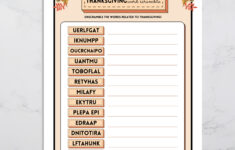 Thanksgiving Word Scramble Game: Printable Party Activity (Digital throughout Unscramble Thanksgiving Words Worksheet