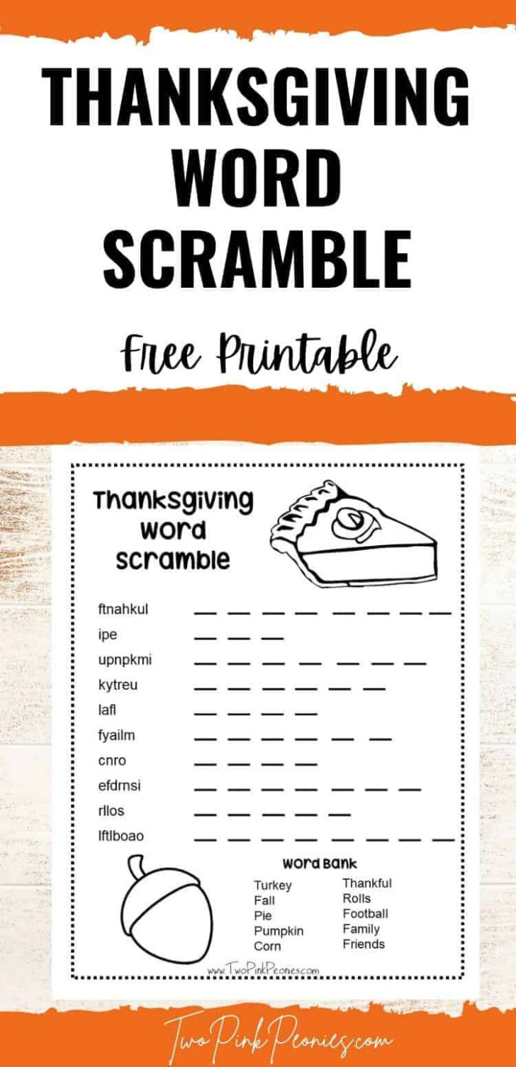 Thanksgiving Word Scramble Worksheet Answers Thanksgiving Word Scramble Worksheet Answers