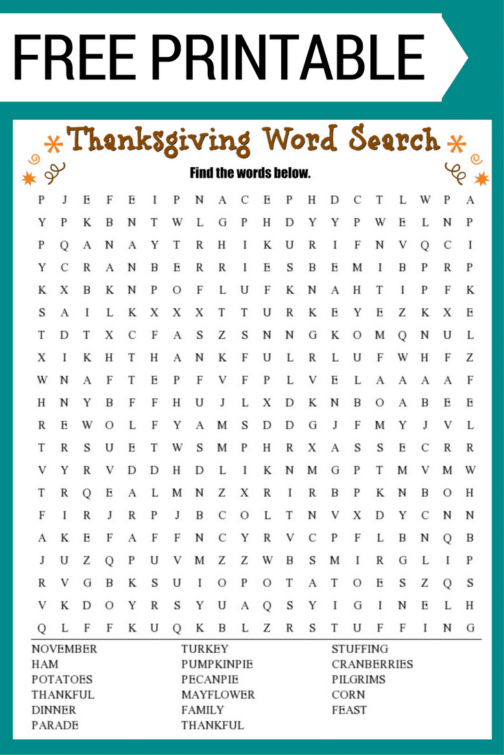 Thanksgiving Word Search (Free Printable!) with regard to Thanksgiving Word Search Worksheets