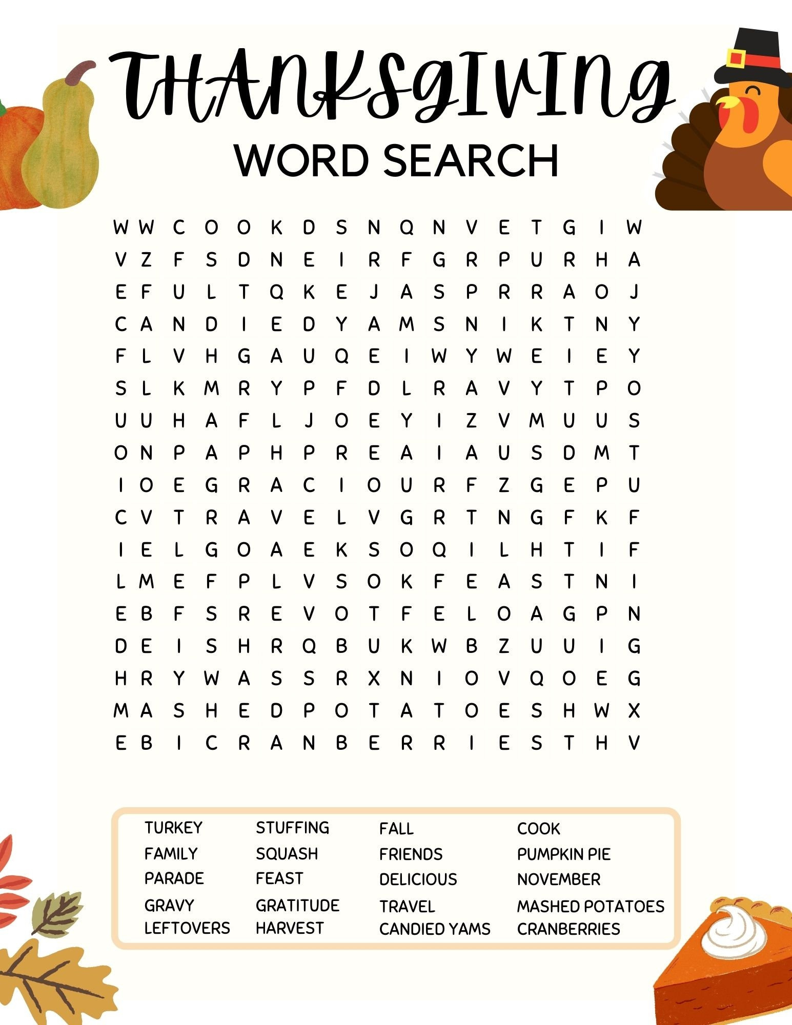 Thanksgiving Word Search Printable, Autumn Word Search, Family regarding Thanksgiving Word Search Super Teacher Worksheets