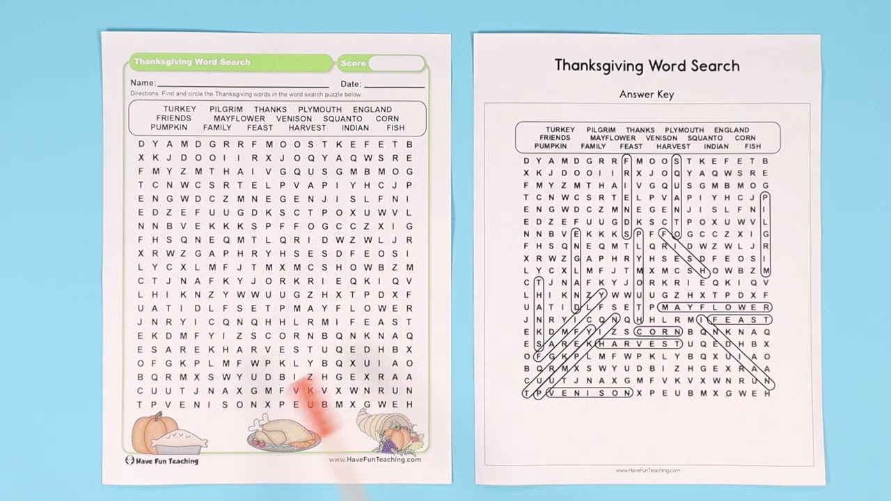Thanksgiving Words Search Worksheet with regard to Thanksgiving Challenge Worksheet Answer Key