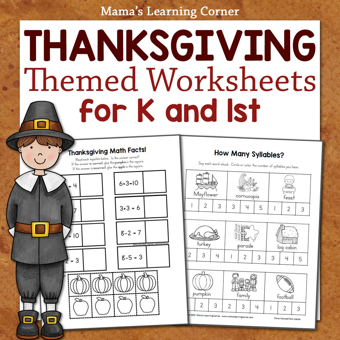 Thanksgiving Worksheet Packet For Kindergarten And First Grade throughout Thanksgiving Worksheets For 1St Grade